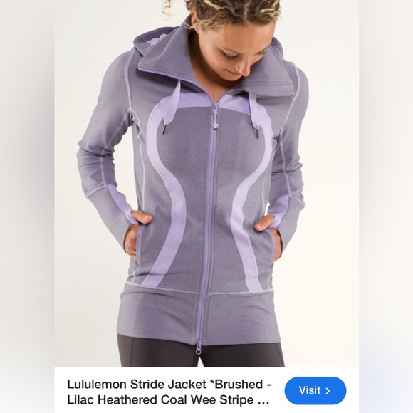 VGUC Lululemon Stride Jacket Lilac Heathered Wee Stripe Track Running Jacket - Picture 8 of 8